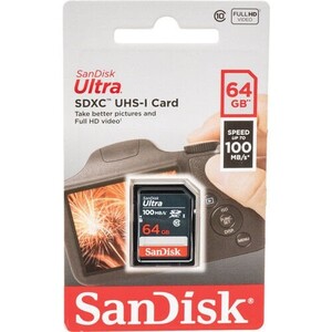 Sandisk 64GB 100mb/sn Ultra SDXC Hafıza Kartı - Thumbnail