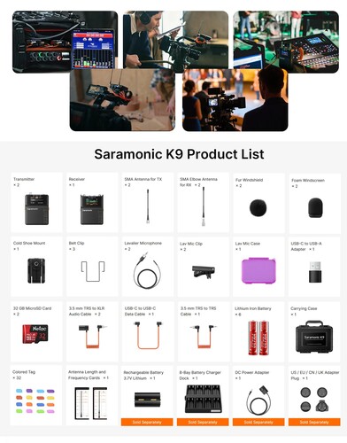 Saramonic K9 Digital DUO UHF Kablosuz Yaka Mikrofonu