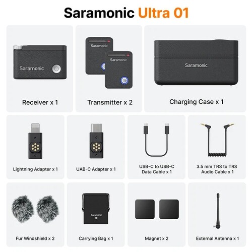 Saramonic Ultra 2 Kişilik Kablosuz Yaka Mikrofonu
