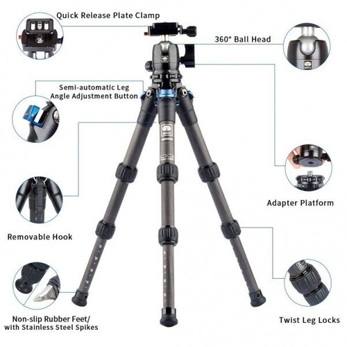 Sirui AM-223 B-00K Profesyonel Kompakt Karbon Tripod Kiti