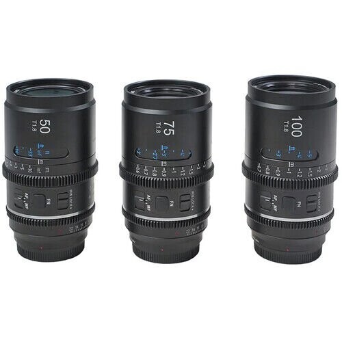 Sirui Astra Series AF T1.8 1.33x Full Frame Blue Flares Anamorphic Sony E Mount 3'lü Lens Kit