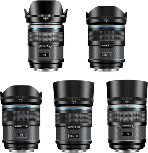 Sirui Sniper F1.2 APS-C Autofocus Fujifilm X Mount 5'li Lens Kiti (Siyah)