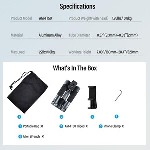 Sirui TT-50 Compact Mini Masaüstü Tripodu (Mat Gri) - Thumbnail