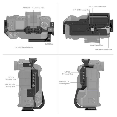 SmallRig 3933 FT-XH / VG-XH Pil Yuvası ile FUJIFILM X-H2 / X-H2S için Çok Fonksiyonlu Kafes