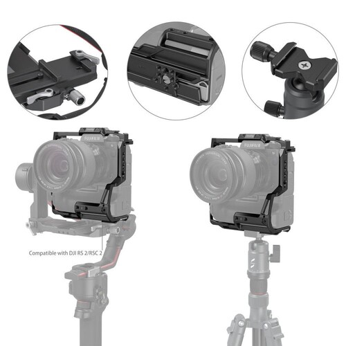 SmallRig 3933 FT-XH / VG-XH Pil Yuvası ile FUJIFILM X-H2 / X-H2S için Çok Fonksiyonlu Kafes