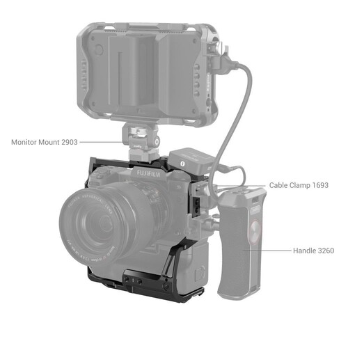 SmallRig 3933 FT-XH / VG-XH Pil Yuvası ile FUJIFILM X-H2 / X-H2S için Çok Fonksiyonlu Kafes