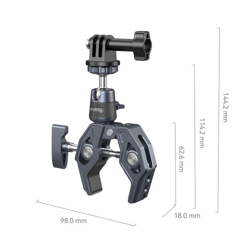 SmallRig 4102B Aksiyon Kameraları için 360° Küresel Başlık Montajlı Süper Kelepçe