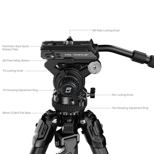 SmallRig 4259 X Potato JET TRIBEX Hidrolik Karbon Fiber Tripod Seti