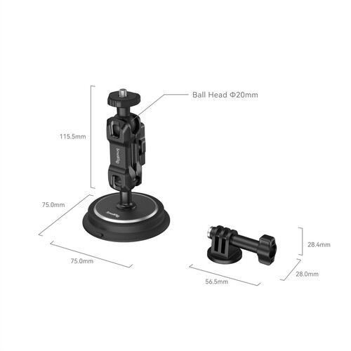 SmallRig 4466 Magic Arm Manyetik Vakumlu Montaj Destek Seti Aksiyon Kameraları için