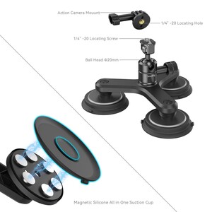 SmallRig 4468 Üçlü Manyetik Vakumlu Montaj Destek Seti Aksiyon Kameraları için - Thumbnail