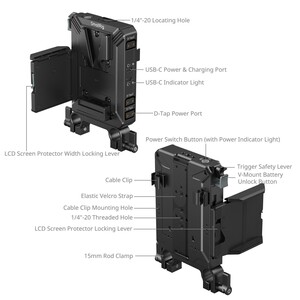 SmallRig 5226 V-Mount Pil Montaj Plakası Kiti 15 mm LWS Rob Borulu - Thumbnail
