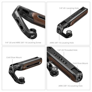SmallRig 5252 Ahşap Üst Sap, 1/4''-20 ve ARRI 3/8''-16 Konumlandırma Vidası ile Birlikte - Thumbnail