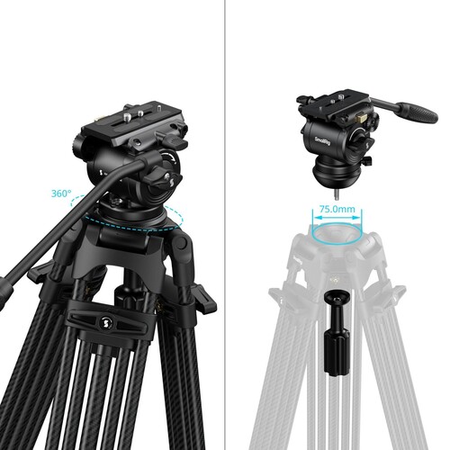 SmallRig 5443 FSD14 FreeSpeed ​​Ağır Hizmet Tipi Karbon Fiber Tripod