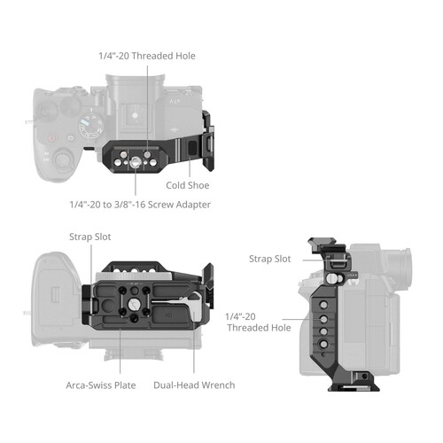 SmallRig 6023 ''HawkLock'' Hızlı Çıkarma Yarım Kafesi Sony Alpha 7 V / 7R V / 7 IV için