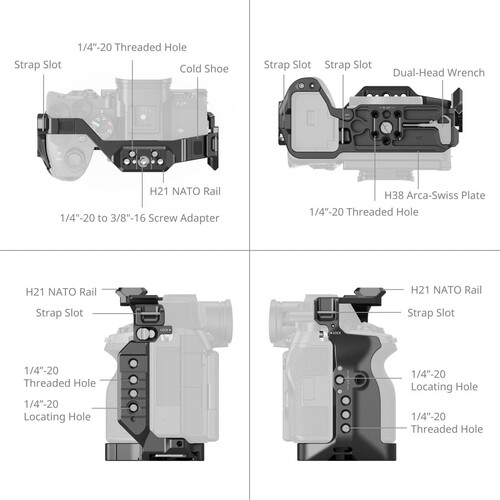 SmallRig 6024 HawkLock Hızlı Çıkarma Kafesi Sony Alpha 7 V / 7R V / 7 IV için
