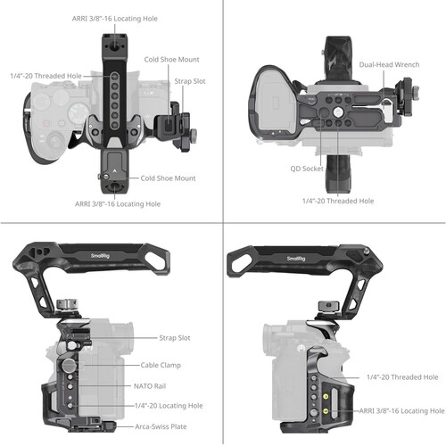 SmallRig 6030 Rhinoceros Kafes Kiti Sony Alpha 7 V / 7R V / 7 IV için