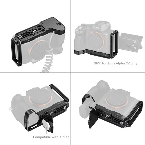 SmallRig 6034 Sony Alpha 7 V / 7R V / 7 IV için AirTag Yuvalı L Şekilli Montaj Plakası