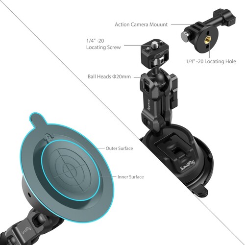 SmallRig SC-1K 4275 Aksiyon Kamera/Cep Telefonu için Vantuz Montaj Kiti