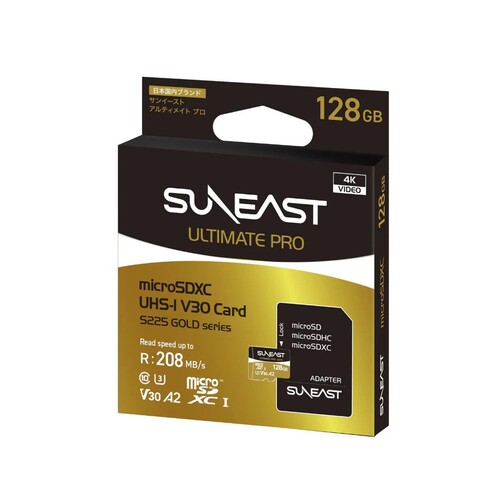 Suneast 128GB 208MB/s Ultimate Pro UHS-I V30 microSDXC Hafıza Kartı (S225 GOLD Series)