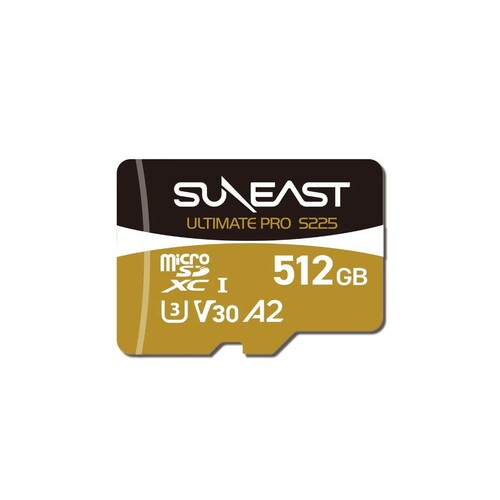 Suneast 512GB 208MB/s Ultimate Pro UHS-I V30 microSDXC Hafıza Kartı (S225 GOLD Series)