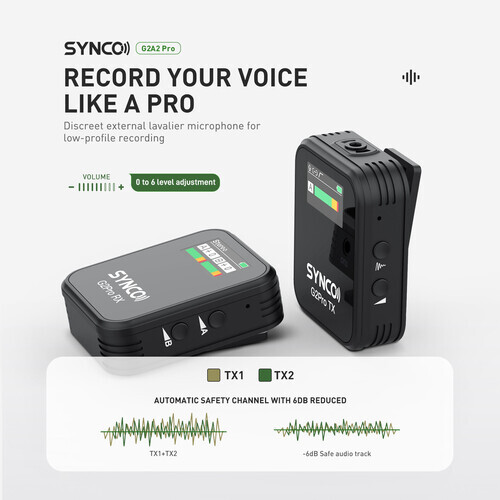 Synco G2(A2) Pro 2 Kişilik Kablosuz Yaka Mikrofon