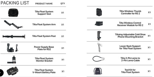 Tilta GSS-T01-V Tilta Float DJI RS2 ve RS3 İçin EL Gimbal Destek Sistemi