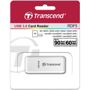 Transcend RDF5 SD/MicroSD USB 3.1 Gen 1 Type-C Çoklu Kart Okuyucu (Beyaz) - Thumbnail