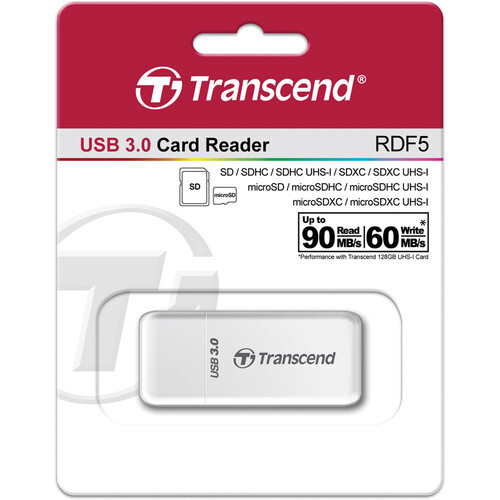 Transcend RDF5 SD/MicroSD USB 3.1 Gen 1 Type-C Çoklu Kart Okuyucu (Beyaz)