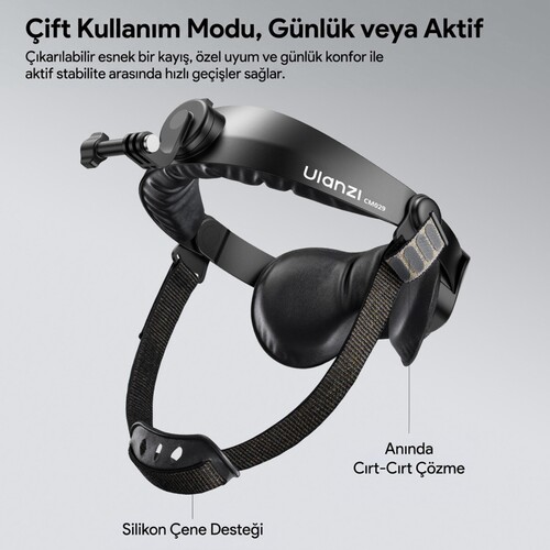 Ulanzi CM029 Ayarlanabilir Aksiyon Kamera ve Telefon Head Mount POV Çekim Sistemi - C098A
