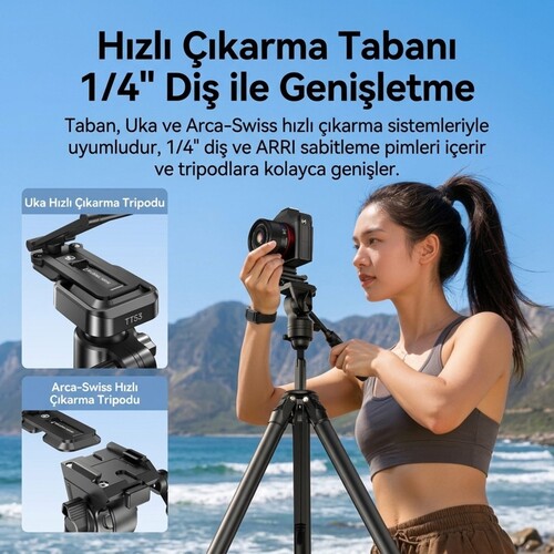 Ulanzi CO81 Çok Açılı Profesyonel Kamera Standı ve Masaüstü Tripod - C104