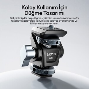 Ulanzi EA04 Adjustable Damping Ball Head Cold Shoe LED Işık ve Monitör Adaptörü - C086 - Thumbnail