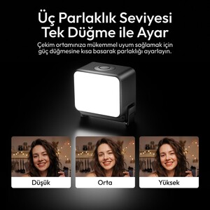 Ulanzi LM24 Osmo Action Serisi ve Nano Uyumlu Manyetik Quick Release Mini LED Dolgu Işığı - L298 - Thumbnail