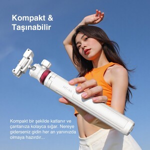 Ulanzi MT-44 149cm 2si 1 Arada Hızlı Açılır Selfie Çubuğu Tripod Telefon Kamera Uyumlu Beyaz - 2503E - Thumbnail