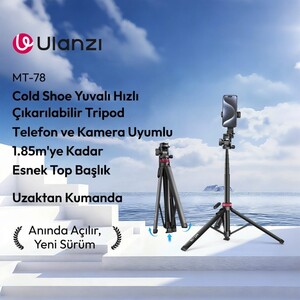 Ulanzi MT-78 2 in 1 185cm Hızlı Açılan Quick Release Telefon Tutucu Tripod - T077GBB2 - Thumbnail