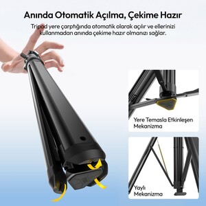 Ulanzi - Ulanzi MT93 160cm Otomatik Açılır Uka Ball Head Quick Release Alüminyum Tripod - T202 (1)