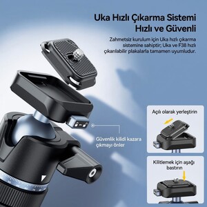 Ulanzi MT93 160cm Otomatik Açılır Uka Ball Head Quick Release Alüminyum Tripod - T202 - Thumbnail