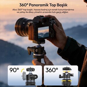 Ulanzi MT93 160cm Otomatik Açılır Uka Ball Head Quick Release Alüminyum Tripod - T202 - Thumbnail