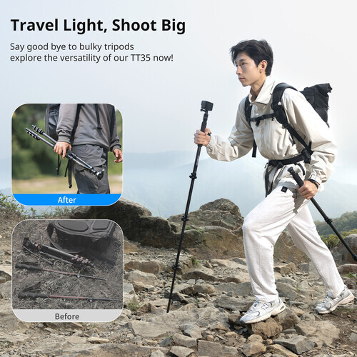 Ulanzi TT35 Carbon Fiber Yürüyüş Çubuğu Tripod Seti