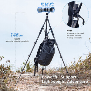 Ulanzi TT35 Carbon Fiber Yürüyüş Çubuğu Tripod Seti - Thumbnail