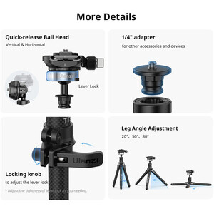 Ulanzi TT35 Carbon Fiber Yürüyüş Çubuğu Tripod Seti - Thumbnail