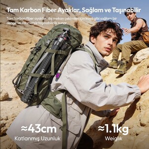 Ulanzi - Ulanzi TZ01 163cm Versatile 2 in 1 Karbon Fiber Tripod - S069 (1)
