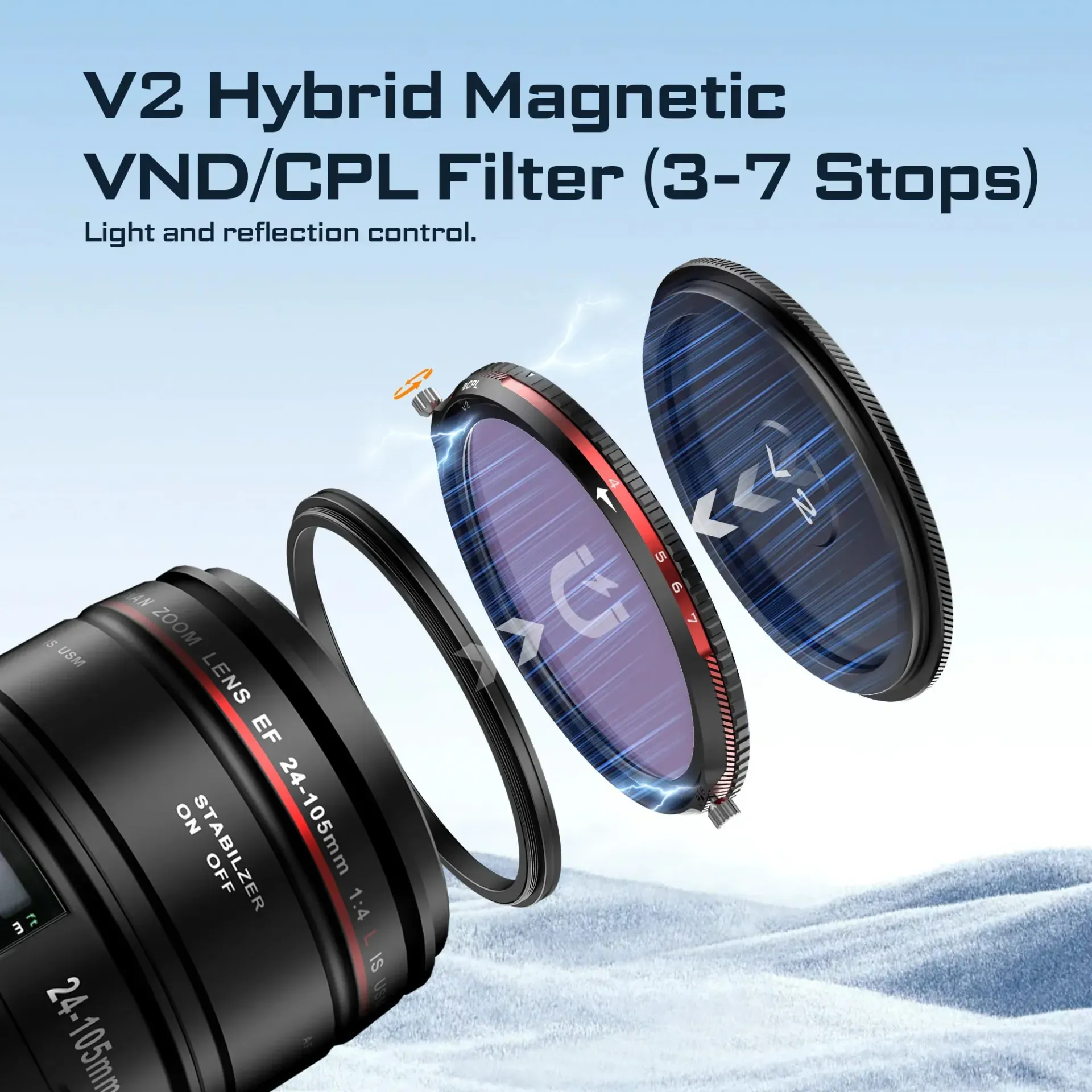V2 SERIES MAGNETIC HYBRID VND/CPL 3-7 STOPS FILTER 82MM - Thumbnail