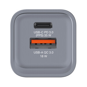 Verbatim 35W GaN Hızlı Şarj Cihazı 2 Portlu (1x USB-C PD 35W + 1x USB-A QC 3.0) - Thumbnail