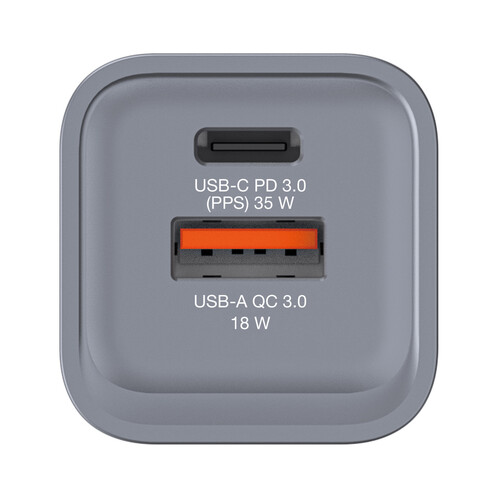 Verbatim 35W GaN Hızlı Şarj Cihazı 2 Portlu (1x USB-C PD 35W + 1x USB-A QC 3.0)