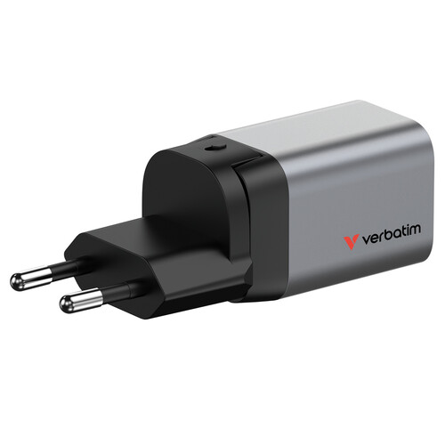 Verbatim 35W GaN Hızlı Şarj Cihazı 2 Portlu (1x USB-C PD 35W + 1x USB-A QC 3.0)