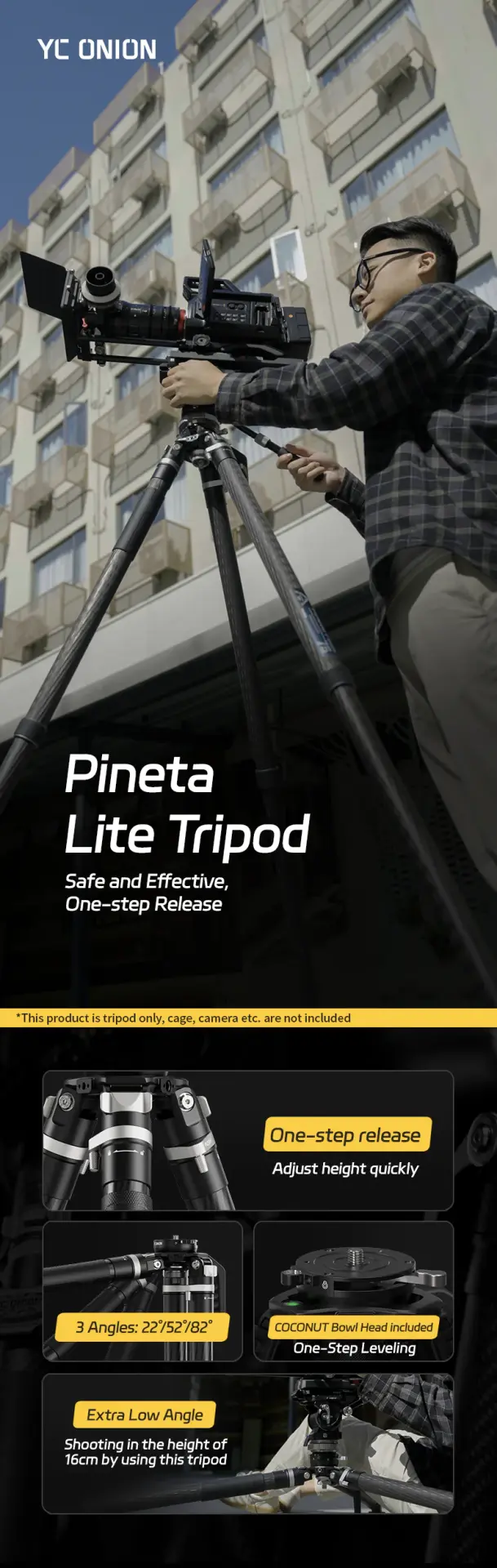 YC Onion Pineta Lite & CB7 Cedar Fluid Head Karbon Fiber Tripod Kit - Thumbnail