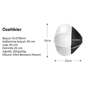 Yongnuo Mini RGQ-D30 30cm Lantern Balon Softbox (Mini Bowens Mount) - Thumbnail