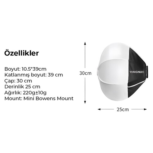 Yongnuo Mini RGQ-D30 30cm Lantern Balon Softbox (Mini Bowens Mount)