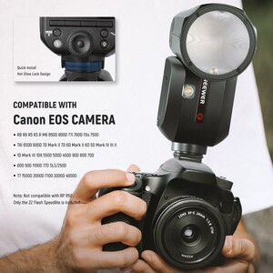 Neewer - Neewer Z2PRO-C Canon Uyumlu 76W Yuvarlak Kafa Akülü Tepe Flaşı (1)