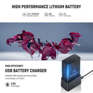 Neewer Z2PRO-C Canon Uyumlu 76W Yuvarlak Kafa Akülü Tepe Flaşı - Thumbnail